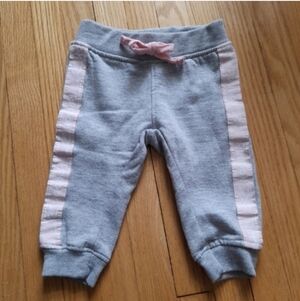 Reebok Kids Gray Joggers with Pink Stripes